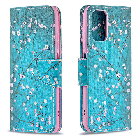 Handytasche Stand Schutzhülle Flip Leder Hülle Modisch Muster B01F für Xiaomi Redmi Note 10 4G Cyan