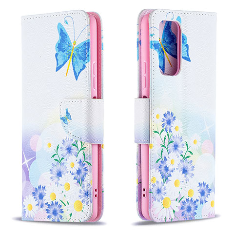 Handytasche Stand Schutzhülle Flip Leder Hülle Modisch Muster B01F für Xiaomi Redmi Note 10 Pro 4G Blau