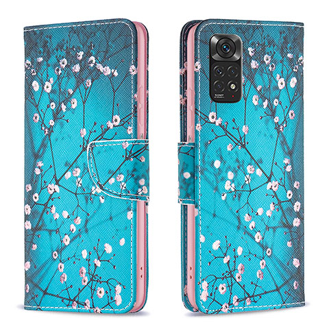 Handytasche Stand Schutzhülle Flip Leder Hülle Modisch Muster B01F für Xiaomi Redmi Note 11S 4G Cyan