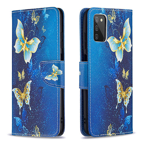 Handytasche Stand Schutzhülle Flip Leder Hülle Modisch Muster B03F für Samsung Galaxy A02s Hellblau