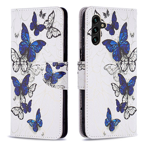 Handytasche Stand Schutzhülle Flip Leder Hülle Modisch Muster B03F für Samsung Galaxy A04s Blau