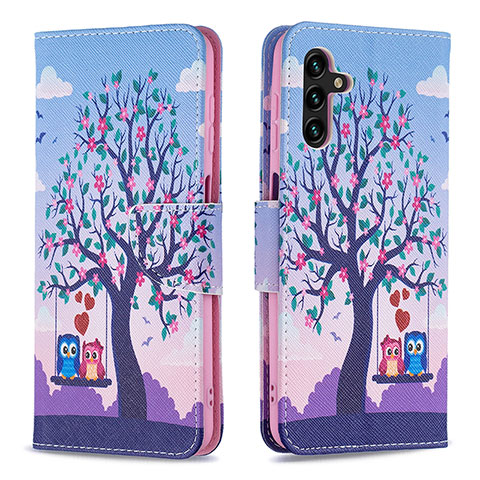 Handytasche Stand Schutzhülle Flip Leder Hülle Modisch Muster B03F für Samsung Galaxy A04s Helles Lila