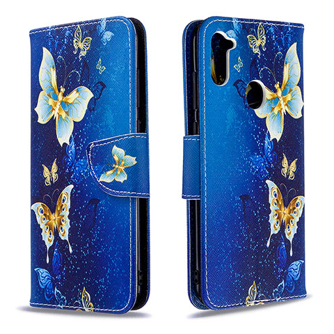 Handytasche Stand Schutzhülle Flip Leder Hülle Modisch Muster B03F für Samsung Galaxy A11 Hellblau