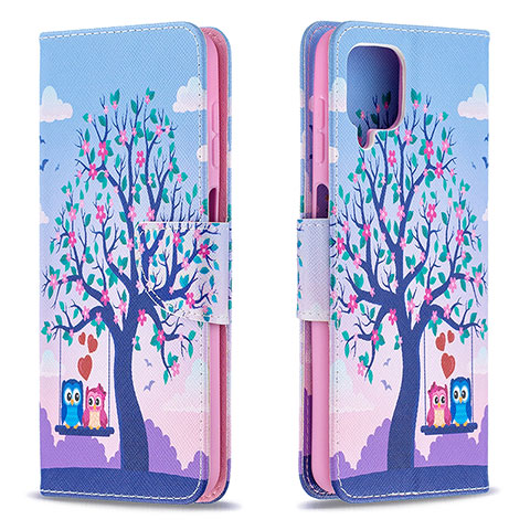 Handytasche Stand Schutzhülle Flip Leder Hülle Modisch Muster B03F für Samsung Galaxy A12 Helles Lila