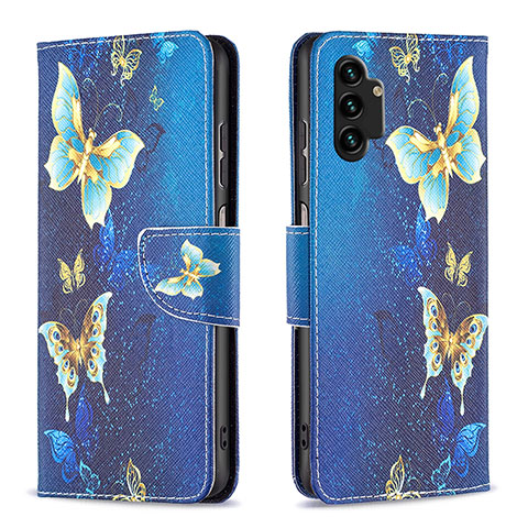 Handytasche Stand Schutzhülle Flip Leder Hülle Modisch Muster B03F für Samsung Galaxy A13 4G Hellblau