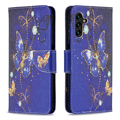 Handytasche Stand Schutzhülle Flip Leder Hülle Modisch Muster B03F für Samsung Galaxy A13 5G Königs Blau