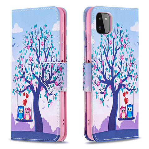 Handytasche Stand Schutzhülle Flip Leder Hülle Modisch Muster B03F für Samsung Galaxy A22s 5G Helles Lila