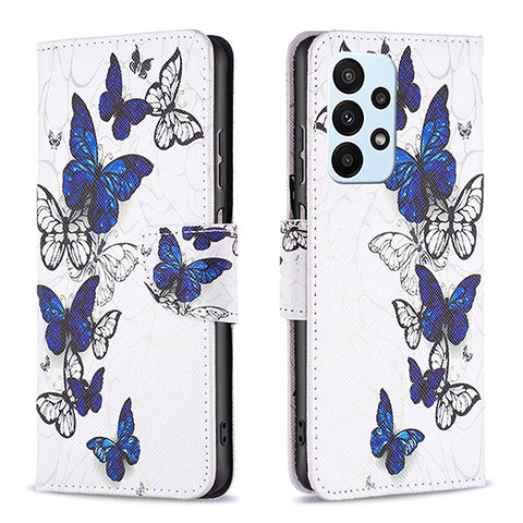 Handytasche Stand Schutzhülle Flip Leder Hülle Modisch Muster B03F für Samsung Galaxy A23 4G Blau