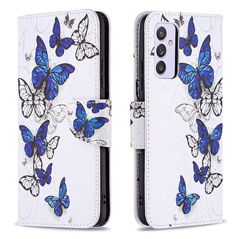 Handytasche Stand Schutzhülle Flip Leder Hülle Modisch Muster B03F für Samsung Galaxy A24 4G Blau