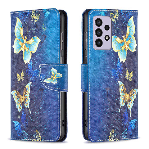 Handytasche Stand Schutzhülle Flip Leder Hülle Modisch Muster B03F für Samsung Galaxy A33 5G Hellblau