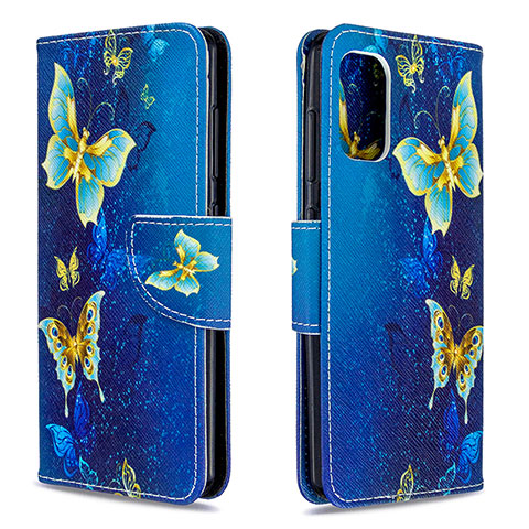 Handytasche Stand Schutzhülle Flip Leder Hülle Modisch Muster B03F für Samsung Galaxy A41 Hellblau