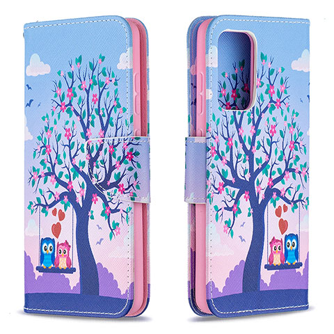 Handytasche Stand Schutzhülle Flip Leder Hülle Modisch Muster B03F für Samsung Galaxy A52 4G Helles Lila