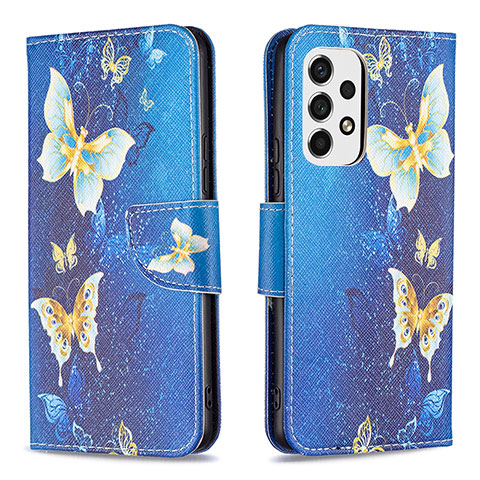 Handytasche Stand Schutzhülle Flip Leder Hülle Modisch Muster B03F für Samsung Galaxy A53 5G Hellblau