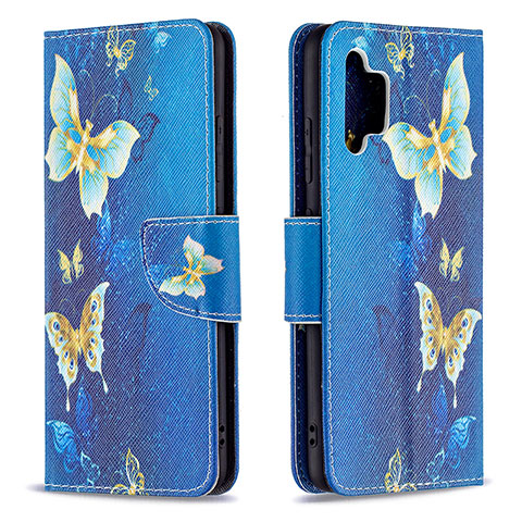 Handytasche Stand Schutzhülle Flip Leder Hülle Modisch Muster B03F für Samsung Galaxy M32 5G Hellblau