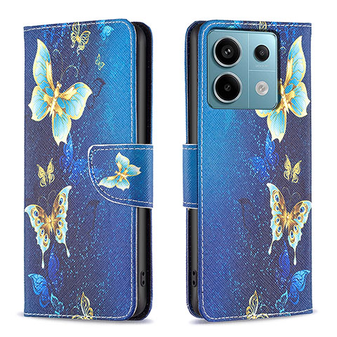 Handytasche Stand Schutzhülle Flip Leder Hülle Modisch Muster B03F für Xiaomi Redmi Note 13 Pro 5G Hellblau