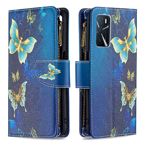 Handytasche Stand Schutzhülle Flip Leder Hülle Modisch Muster B04F für Oppo A16s Blau