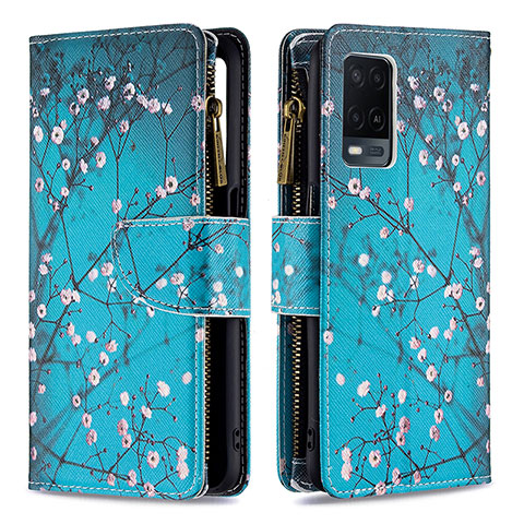 Handytasche Stand Schutzhülle Flip Leder Hülle Modisch Muster B04F für Oppo A54 4G Cyan