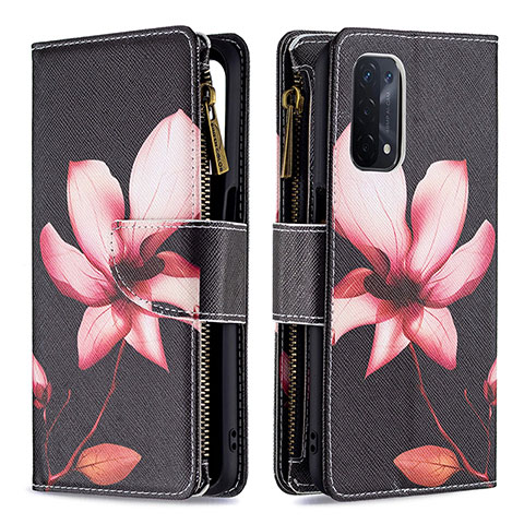 Handytasche Stand Schutzhülle Flip Leder Hülle Modisch Muster B04F für Oppo A54 5G Rot