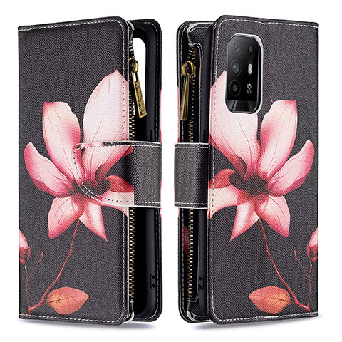 Handytasche Stand Schutzhülle Flip Leder Hülle Modisch Muster B04F für Oppo A95 5G Rot