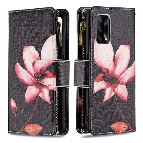 Handytasche Stand Schutzhülle Flip Leder Hülle Modisch Muster B04F für Oppo F19s Rot