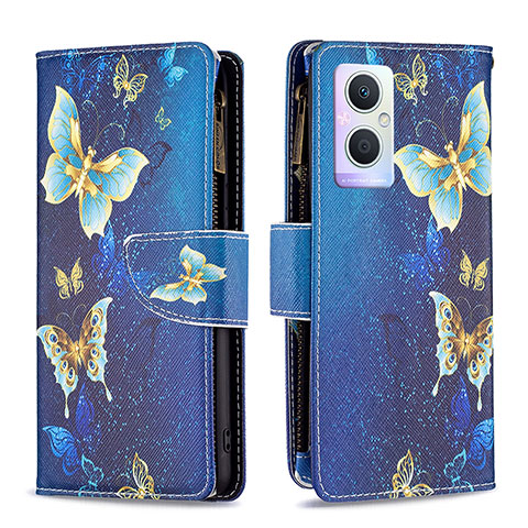 Handytasche Stand Schutzhülle Flip Leder Hülle Modisch Muster B04F für Oppo F21s Pro 5G Blau