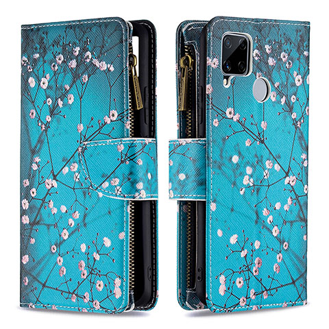 Handytasche Stand Schutzhülle Flip Leder Hülle Modisch Muster B04F für Realme 7i RMX2193 Cyan