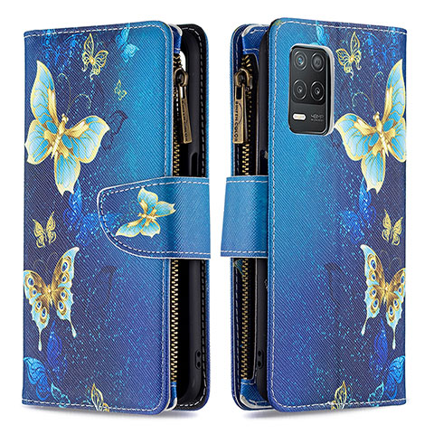 Handytasche Stand Schutzhülle Flip Leder Hülle Modisch Muster B04F für Realme 8s 5G Blau