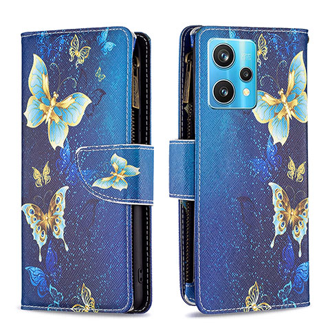 Handytasche Stand Schutzhülle Flip Leder Hülle Modisch Muster B04F für Realme 9 Pro+ Plus 5G Blau