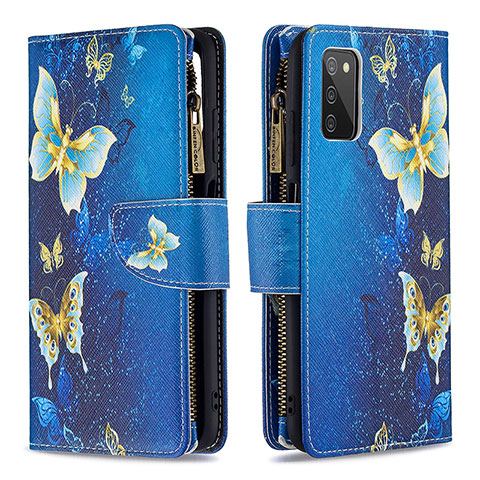 Handytasche Stand Schutzhülle Flip Leder Hülle Modisch Muster B04F für Samsung Galaxy A03s Blau