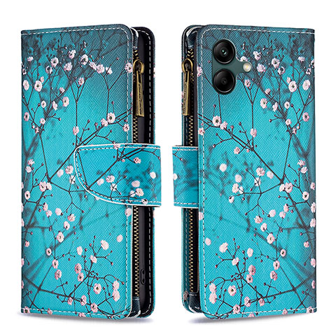 Handytasche Stand Schutzhülle Flip Leder Hülle Modisch Muster B04F für Samsung Galaxy A04 4G Cyan