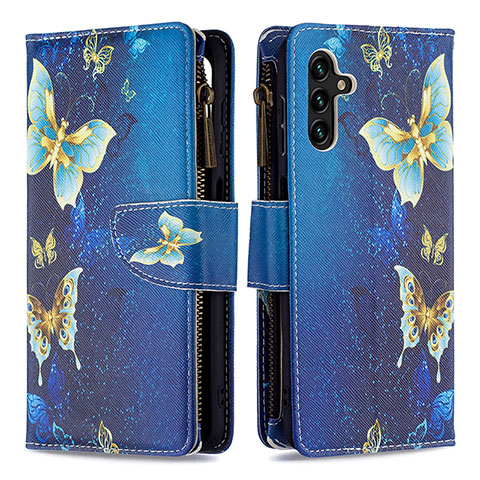 Handytasche Stand Schutzhülle Flip Leder Hülle Modisch Muster B04F für Samsung Galaxy A04s Blau