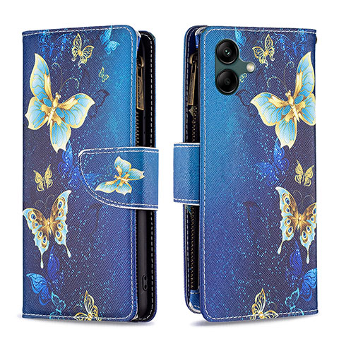 Handytasche Stand Schutzhülle Flip Leder Hülle Modisch Muster B04F für Samsung Galaxy A05 Blau