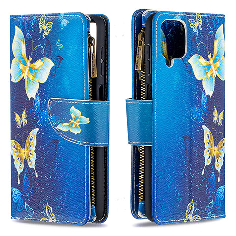 Handytasche Stand Schutzhülle Flip Leder Hülle Modisch Muster B04F für Samsung Galaxy A12 5G Blau