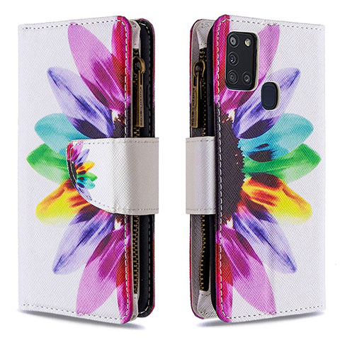 Handytasche Stand Schutzhülle Flip Leder Hülle Modisch Muster B04F für Samsung Galaxy A21s Plusfarbig