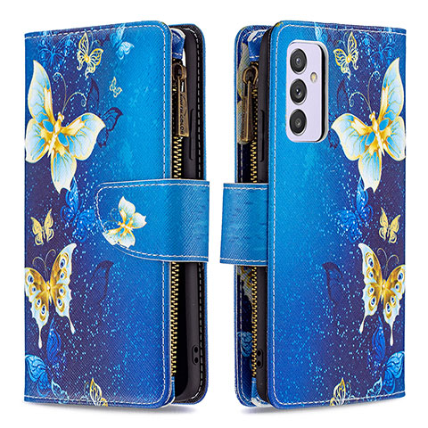 Handytasche Stand Schutzhülle Flip Leder Hülle Modisch Muster B04F für Samsung Galaxy A24 4G Blau