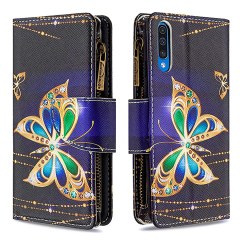 Handytasche Stand Schutzhülle Flip Leder Hülle Modisch Muster B04F für Samsung Galaxy A30S Schwarz