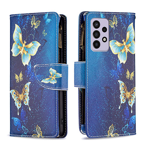 Handytasche Stand Schutzhülle Flip Leder Hülle Modisch Muster B04F für Samsung Galaxy A33 5G Blau