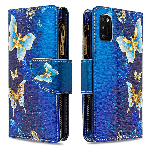 Handytasche Stand Schutzhülle Flip Leder Hülle Modisch Muster B04F für Samsung Galaxy A41 Blau