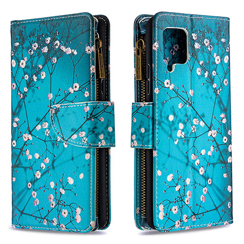 Handytasche Stand Schutzhülle Flip Leder Hülle Modisch Muster B04F für Samsung Galaxy A42 5G Cyan