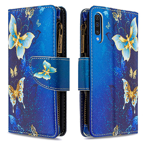 Handytasche Stand Schutzhülle Flip Leder Hülle Modisch Muster B04F für Samsung Galaxy A50S Blau