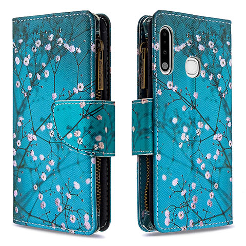 Handytasche Stand Schutzhülle Flip Leder Hülle Modisch Muster B04F für Samsung Galaxy A70E Cyan