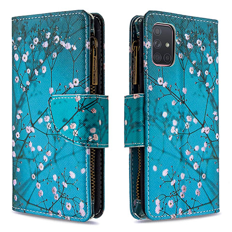 Handytasche Stand Schutzhülle Flip Leder Hülle Modisch Muster B04F für Samsung Galaxy A71 5G Cyan