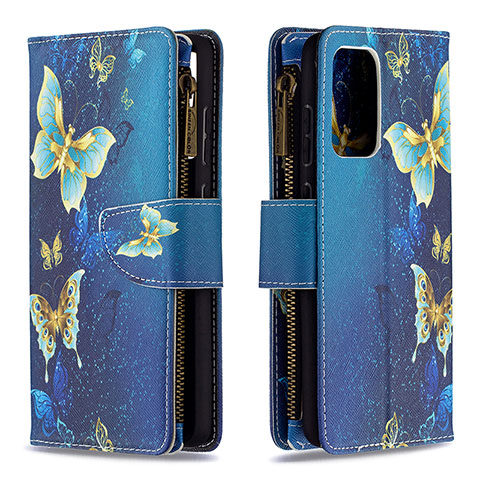 Handytasche Stand Schutzhülle Flip Leder Hülle Modisch Muster B04F für Samsung Galaxy A72 4G Blau