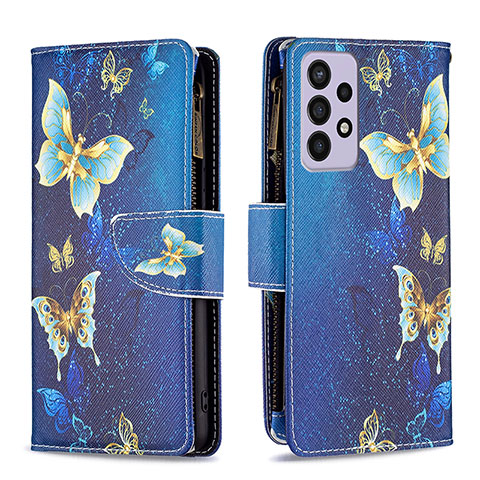 Handytasche Stand Schutzhülle Flip Leder Hülle Modisch Muster B04F für Samsung Galaxy A73 5G Blau