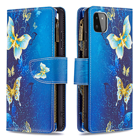 Handytasche Stand Schutzhülle Flip Leder Hülle Modisch Muster B04F für Samsung Galaxy F42 5G Blau