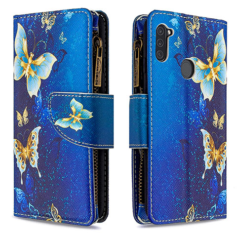 Handytasche Stand Schutzhülle Flip Leder Hülle Modisch Muster B04F für Samsung Galaxy M11 Blau