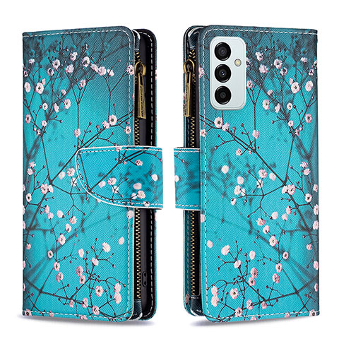 Handytasche Stand Schutzhülle Flip Leder Hülle Modisch Muster B04F für Samsung Galaxy M23 5G Cyan