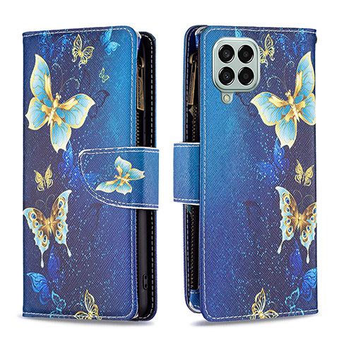 Handytasche Stand Schutzhülle Flip Leder Hülle Modisch Muster B04F für Samsung Galaxy M33 5G Blau