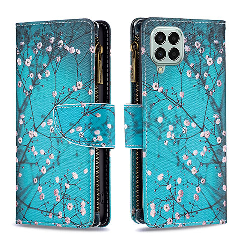 Handytasche Stand Schutzhülle Flip Leder Hülle Modisch Muster B04F für Samsung Galaxy M33 5G Cyan