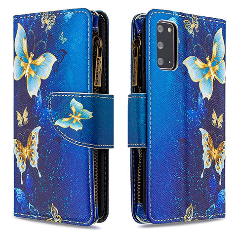 Handytasche Stand Schutzhülle Flip Leder Hülle Modisch Muster B04F für Samsung Galaxy S20 5G Blau